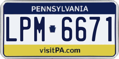 PA license plate LPM6671