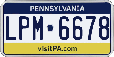 PA license plate LPM6678