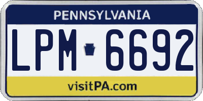 PA license plate LPM6692