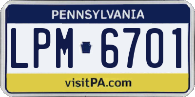 PA license plate LPM6701