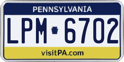 PA license plate LPM6702