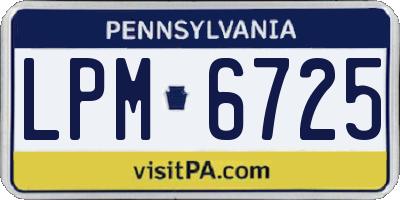 PA license plate LPM6725