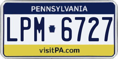 PA license plate LPM6727
