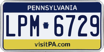PA license plate LPM6729