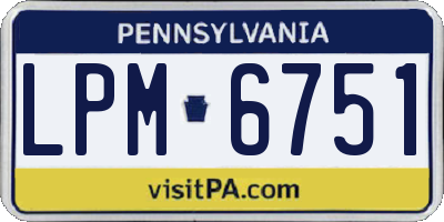 PA license plate LPM6751