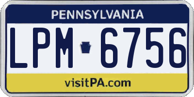 PA license plate LPM6756