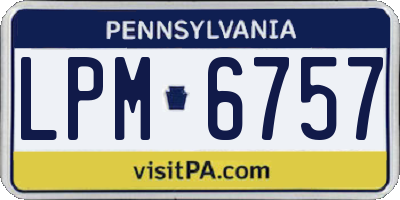 PA license plate LPM6757