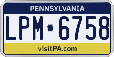 PA license plate LPM6758