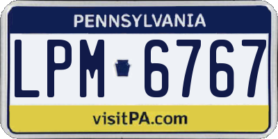 PA license plate LPM6767