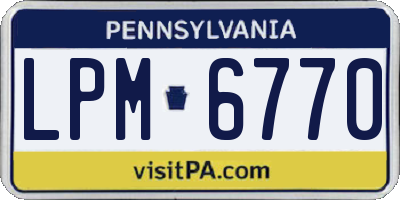 PA license plate LPM6770