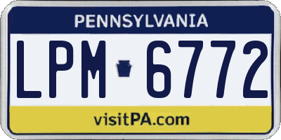 PA license plate LPM6772