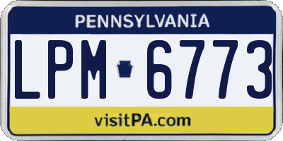 PA license plate LPM6773