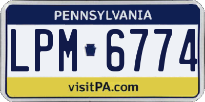 PA license plate LPM6774