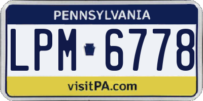 PA license plate LPM6778