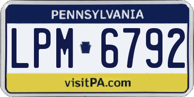 PA license plate LPM6792