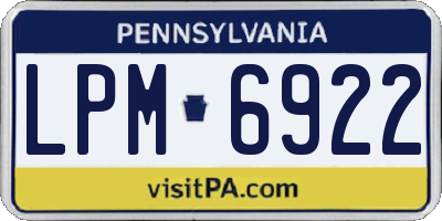 PA license plate LPM6922