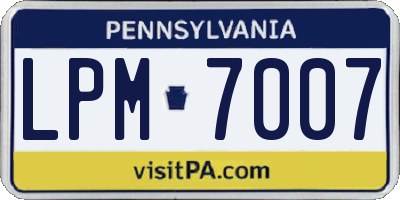 PA license plate LPM7007