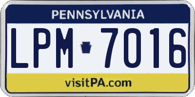 PA license plate LPM7016