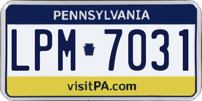 PA license plate LPM7031