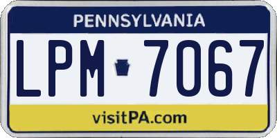 PA license plate LPM7067