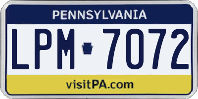 PA license plate LPM7072
