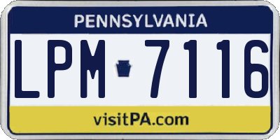 PA license plate LPM7116