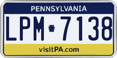 PA license plate LPM7138