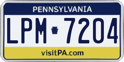PA license plate LPM7204