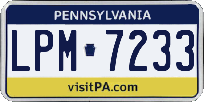 PA license plate LPM7233
