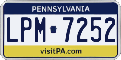 PA license plate LPM7252