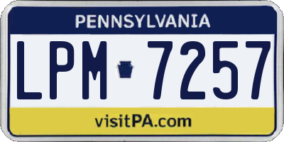 PA license plate LPM7257