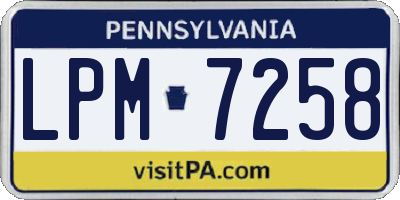 PA license plate LPM7258