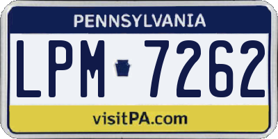 PA license plate LPM7262