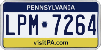 PA license plate LPM7264
