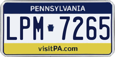 PA license plate LPM7265