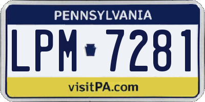 PA license plate LPM7281
