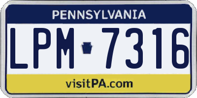 PA license plate LPM7316