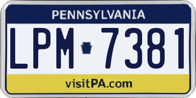 PA license plate LPM7381
