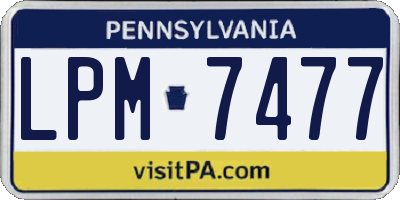 PA license plate LPM7477