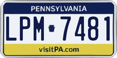 PA license plate LPM7481