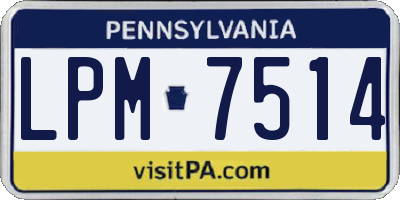 PA license plate LPM7514