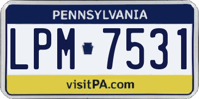 PA license plate LPM7531