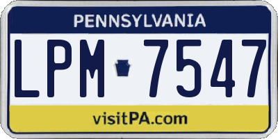 PA license plate LPM7547