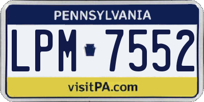 PA license plate LPM7552