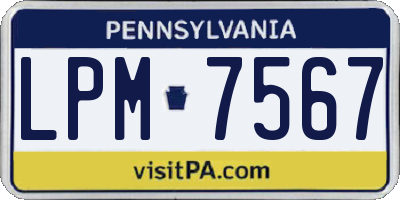 PA license plate LPM7567