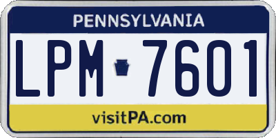 PA license plate LPM7601