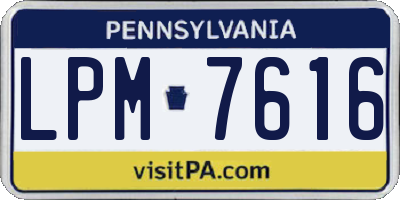 PA license plate LPM7616