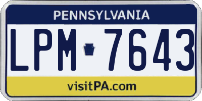PA license plate LPM7643