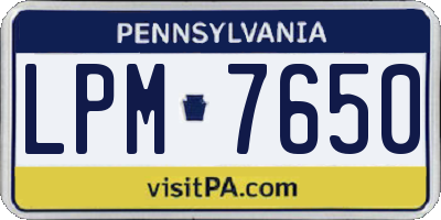 PA license plate LPM7650