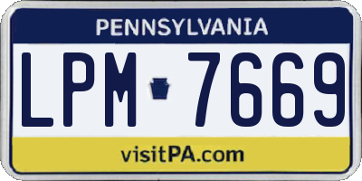 PA license plate LPM7669